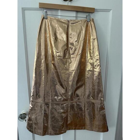 TUCKERNUCK London Gold Metallic Skirt India Hicks Collection $198 NWT Size 2 XS - Picture 4 of 5